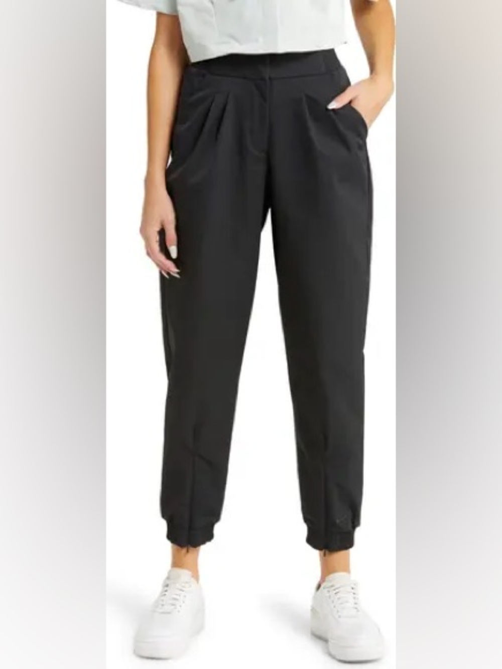 Nike Black Pleated High-Waist Track Joggers